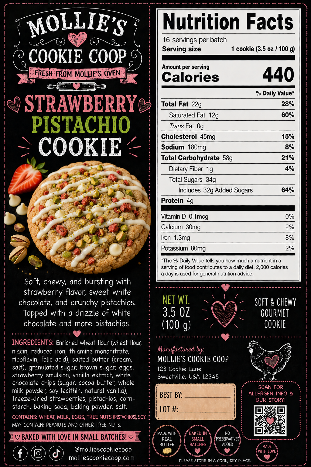 Strawberry Pistachio Cookie